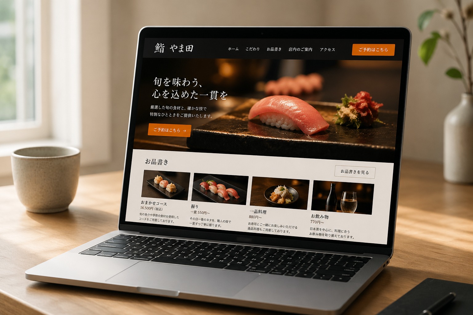 飲食店ホームページの制作例
